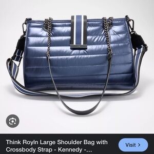 Think Royln Kennedy puffer tote bag NWOT qvc navy crossbody